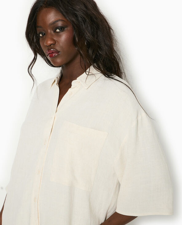 Chemise oversize avec lin beige - Pimkie