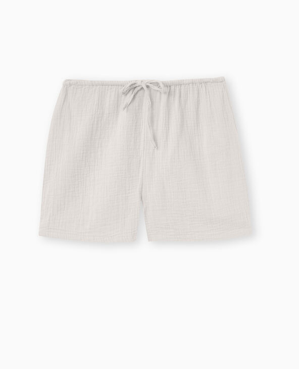 Short en gaze de coton avec lien coulissé gris clair - Pimkie