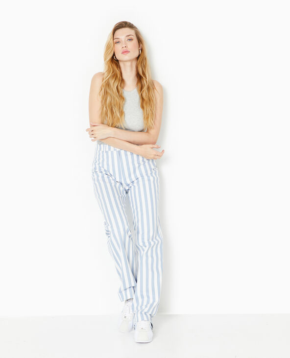 Pantalon droit taille haute avec rayures bleu - Pimkie