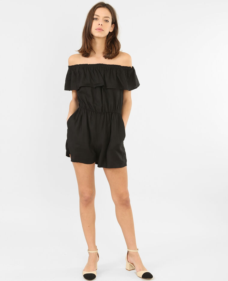 Combishort col bardot noir - Pimkie