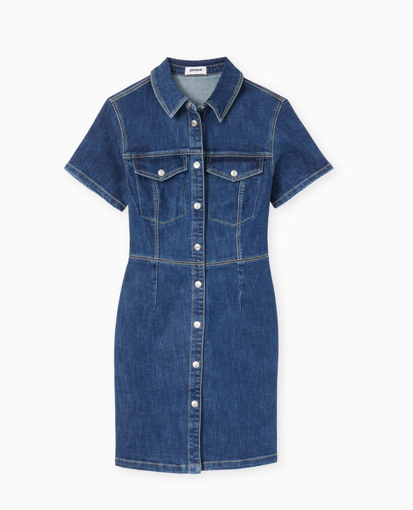 Robe courte et moulante en jean bleu - Pimkie