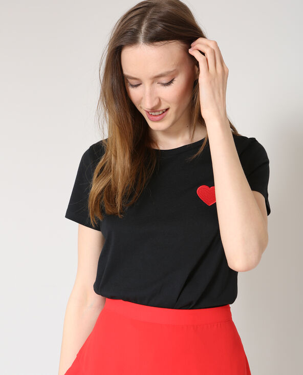 T-shirt brodé noir - Pimkie