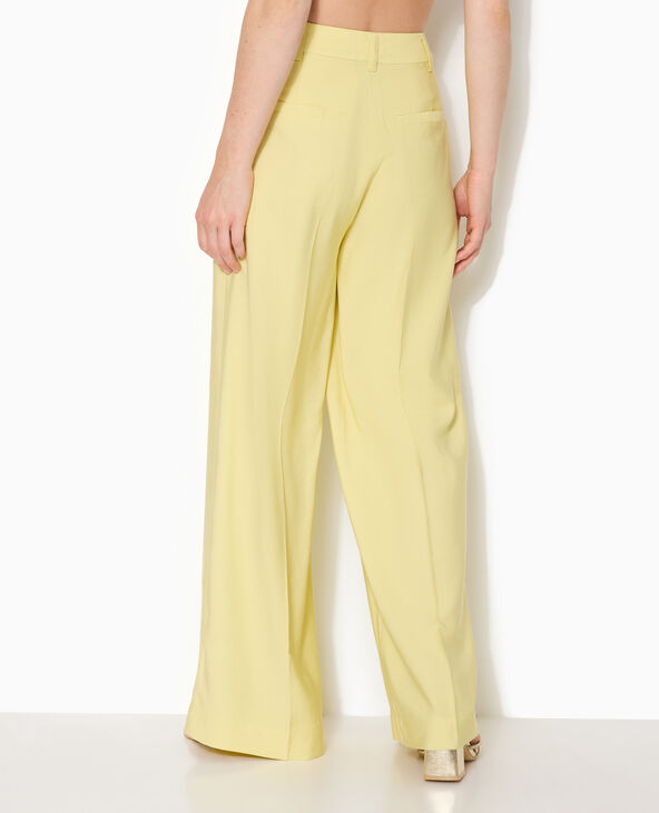 Pantalon large et droite en tissu fluide jaune - Pimkie