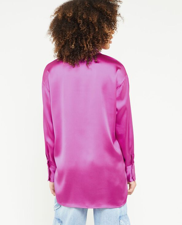 Chemise oversize en satin rose - Pimkie