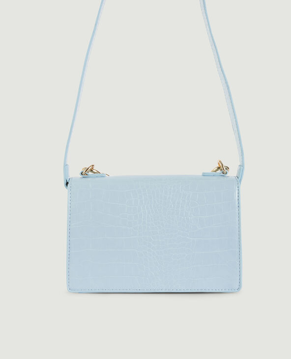 Sac effet croco à grosse chaîne bleu clair - Pimkie