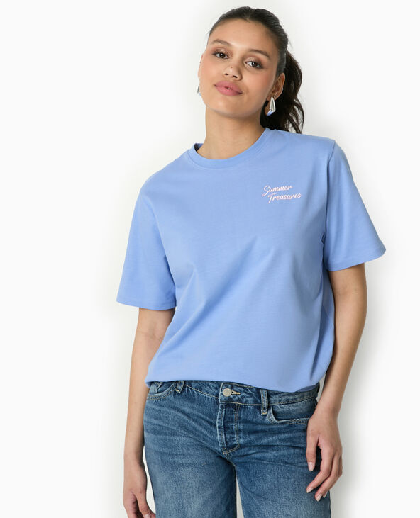 T-shirt oversize avec print devant et dos bleu - Pimkie