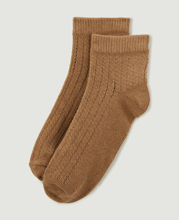 Paire de chaussettes en maille ajourée camel - Pimkie