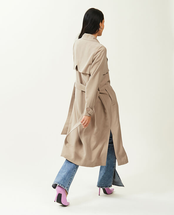 Trench long en tissu fluide écru - Pimkie