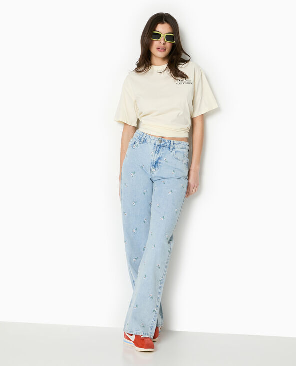 T-shirt oversize avec print devant et dos blanc - Pimkie