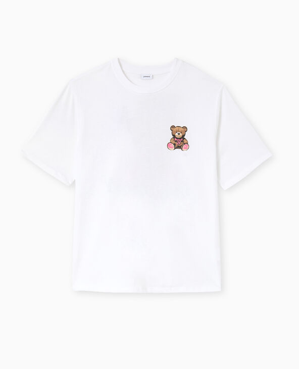 T-shirt ample avec print poitrine et dos blanc - Pimkie