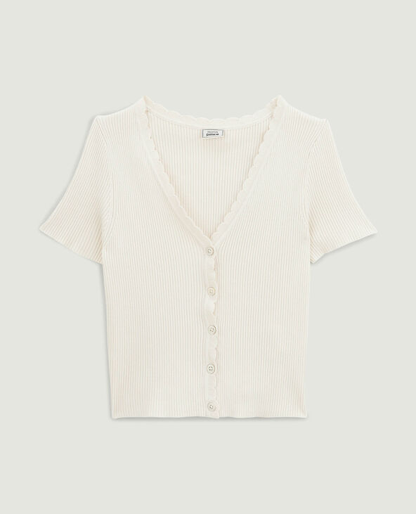 Top boutonné maille côtelée blanc - Pimkie