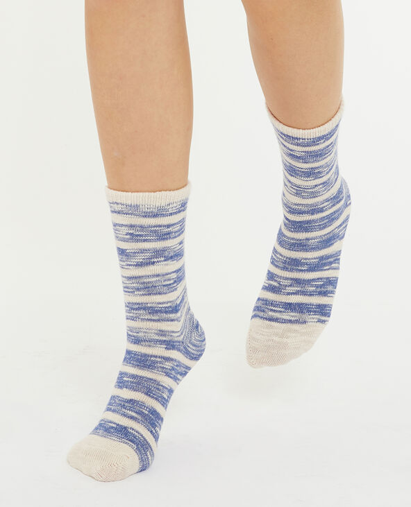 Paire de chaussettes bicolores effet rayé bleu foncé - Pimkie