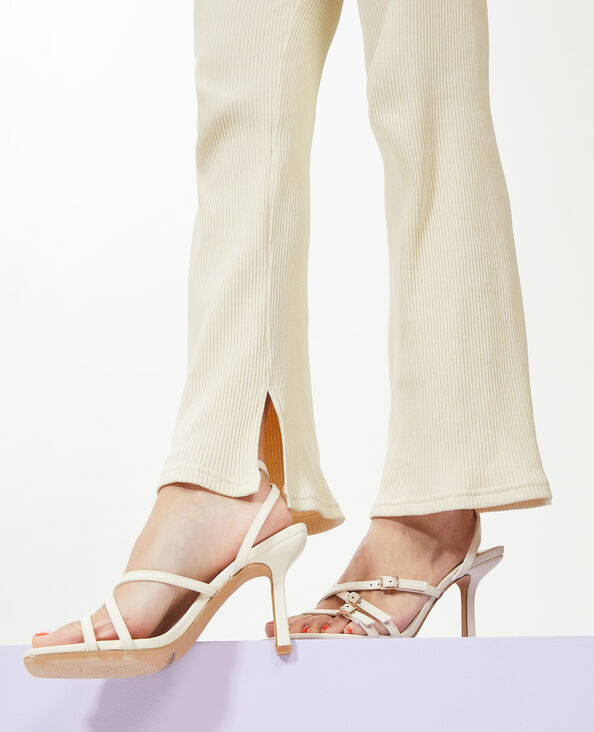 Pantalon flare en maille côtelée beige - Pimkie