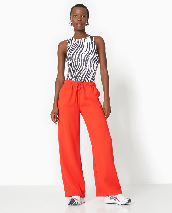 Pantalon large et droit en tissu reliefe Pimkie