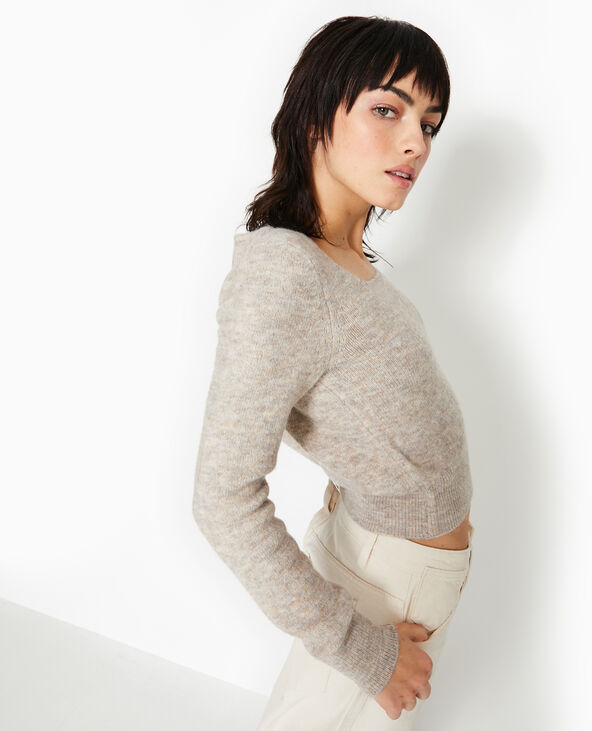 Pull en maille encolure carrée beige - Pimkie