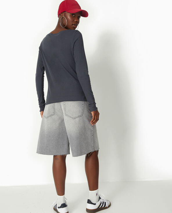 Top manches longues encolure bateau gris foncé - Pimkie