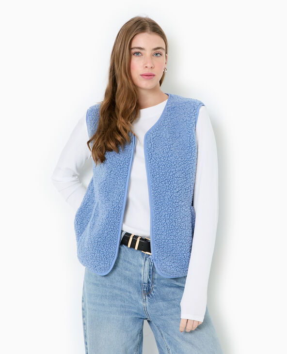 Gilet sans manches en sherpa effet mouton bleu - Pimkie