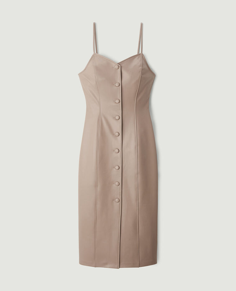 Robe longue boutonnée en simili cuir marron - Pimkie