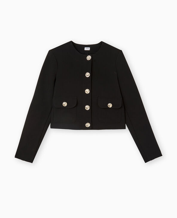 Veste droite et courte avec boutons fantaisie noir - Pimkie