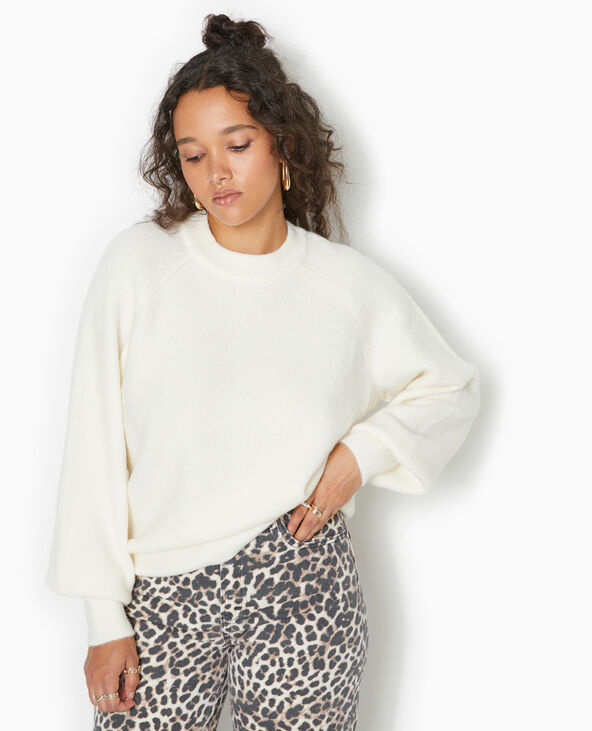 Pull oversize col rond manches raglan blanc - Pimkie