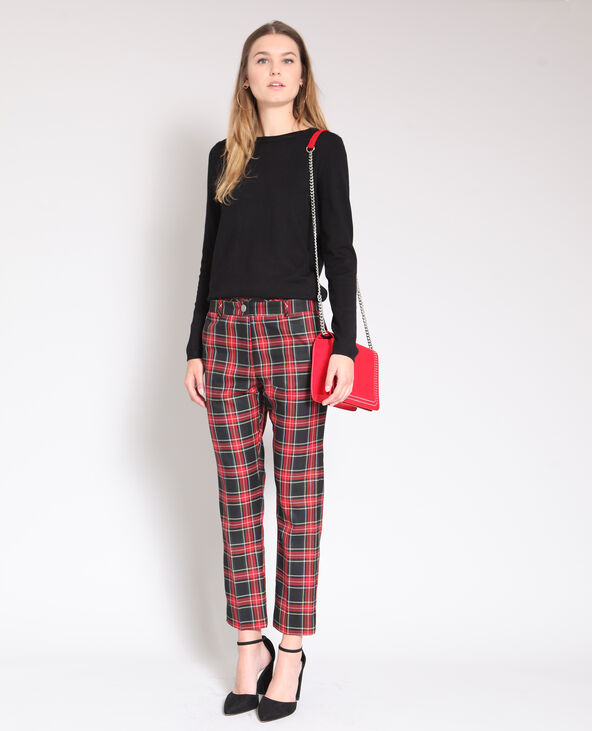 Pantalon imprimé tartan noir - Pimkie