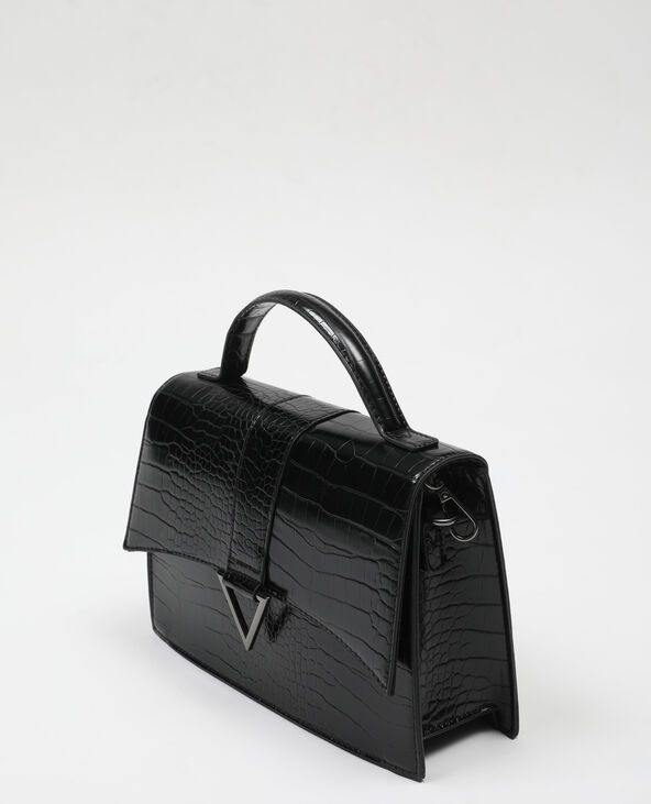 Sac boxy effet croco noir - Pimkie
