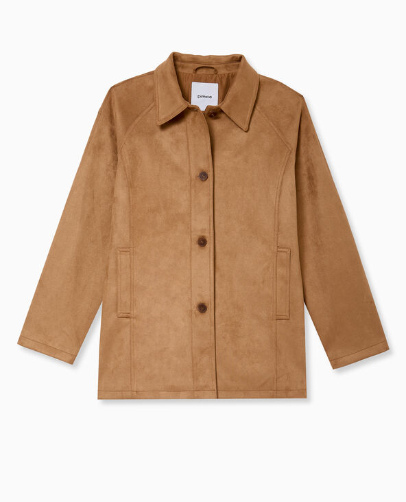 Manteau court en suédine beige - Pimkie