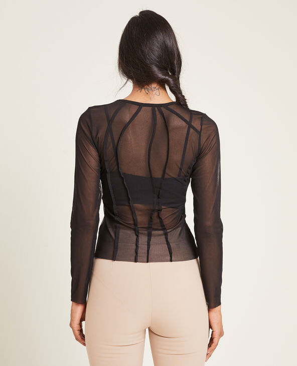 Top en maille transparente noir - Pimkie