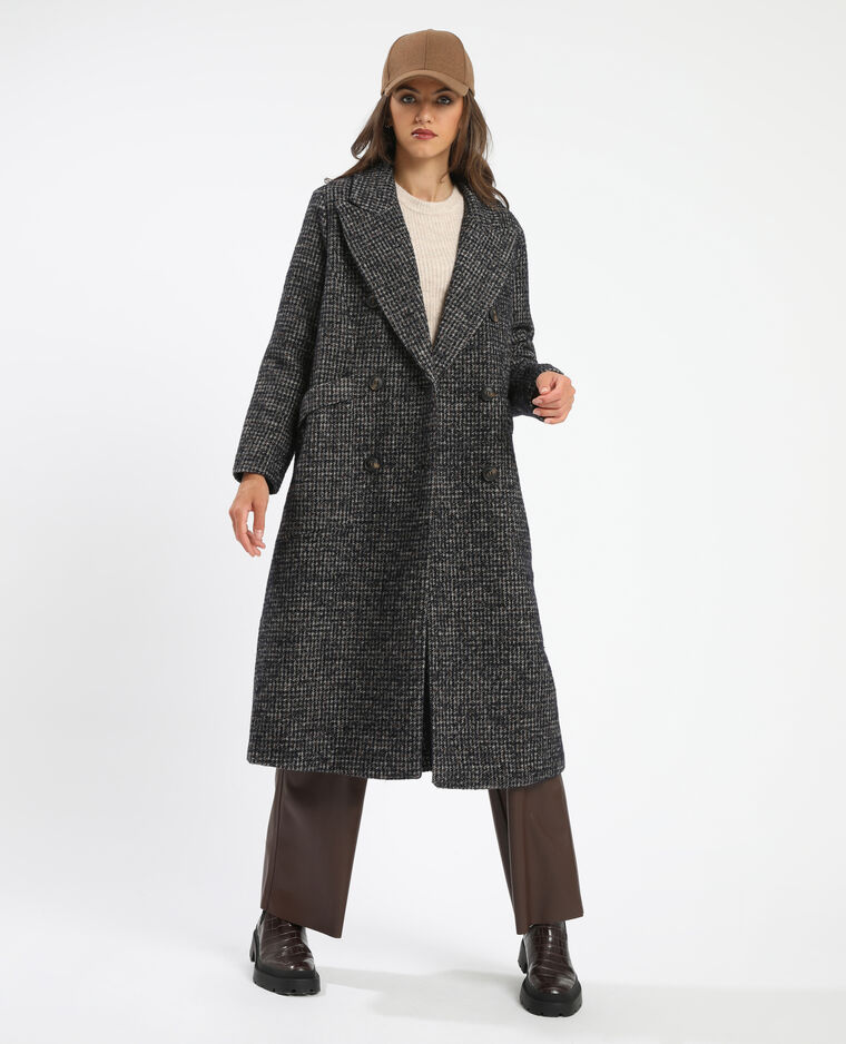 Manteau long avec 50% de laine noir - Pimkie