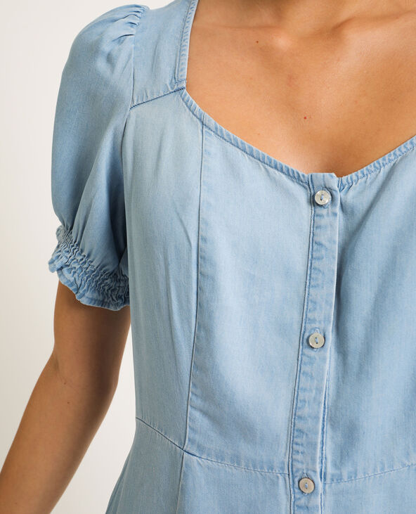 Robe fluide boutonnée bleu clair - Pimkie