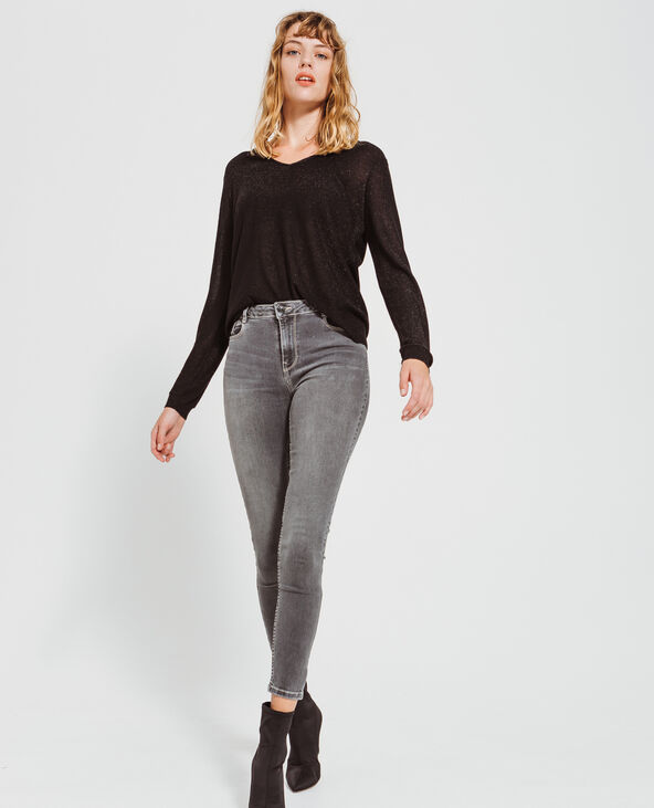 Pull fin à col V noir - Pimkie