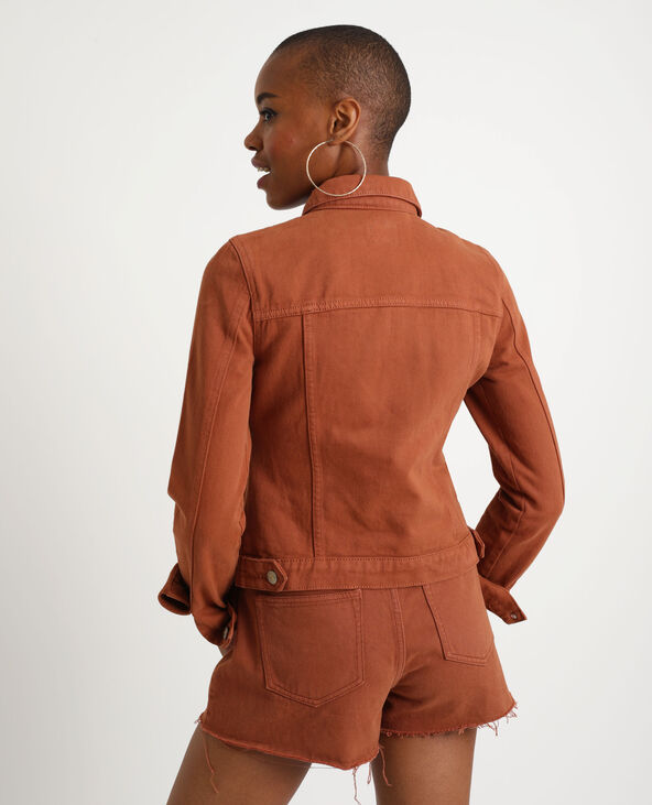 Veste en jean marron femme deals
