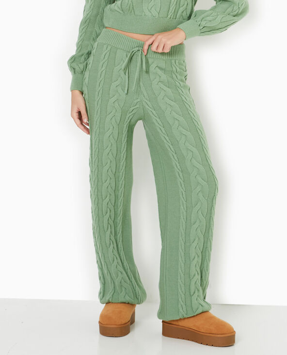 Pantalon droit en maille torsadée vert - Pimkie