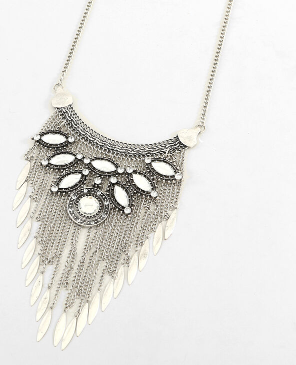 Collier plastron strass et chaînes argenté - Pimkie