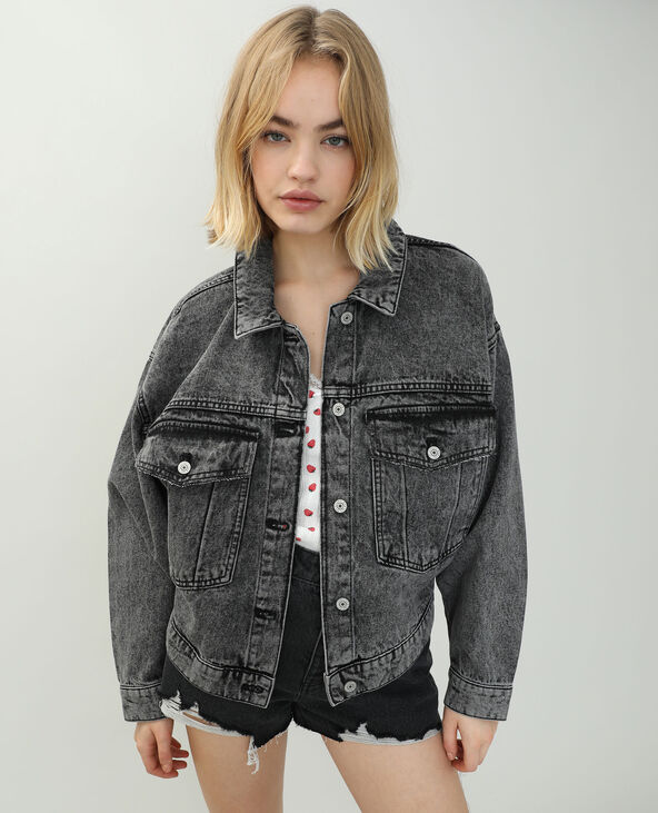 Veste en jean oversize noir - Pimkie