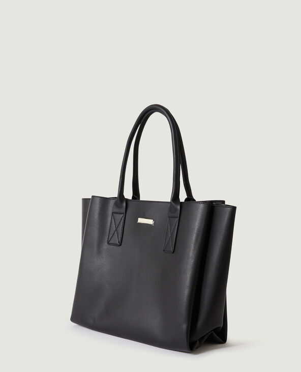 Sac cabas en simili cuir noir - Pimkie
