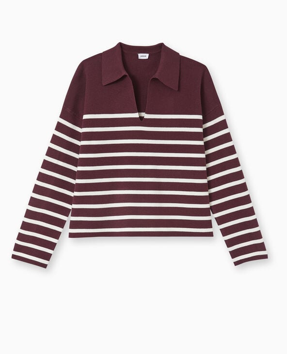 Pull avec col en maille rayée violet - Pimkie