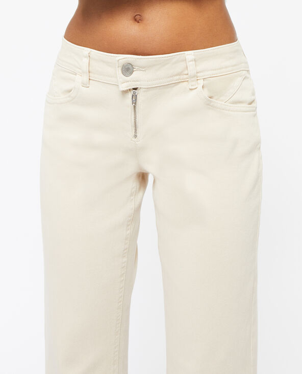 Jean flare bootcut taille basse zip apparent beige - Pimkie