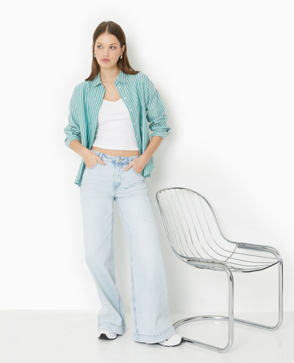 Chemise rayée ample et droite vert foncé - Pimkie
