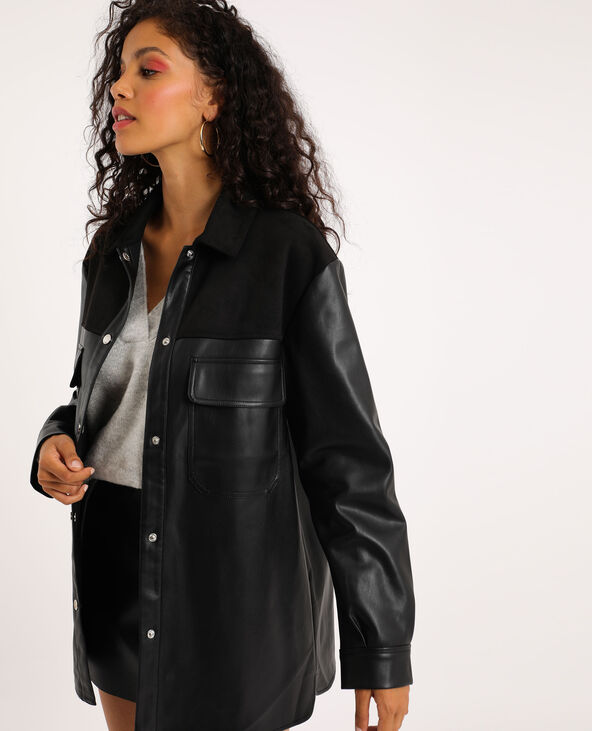 Veste simili cuir longue femme clearance