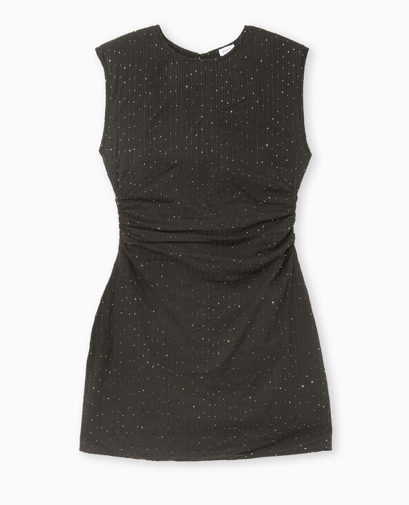 Robe courte en tissu fantaisie avec sequins noir - Pimkie