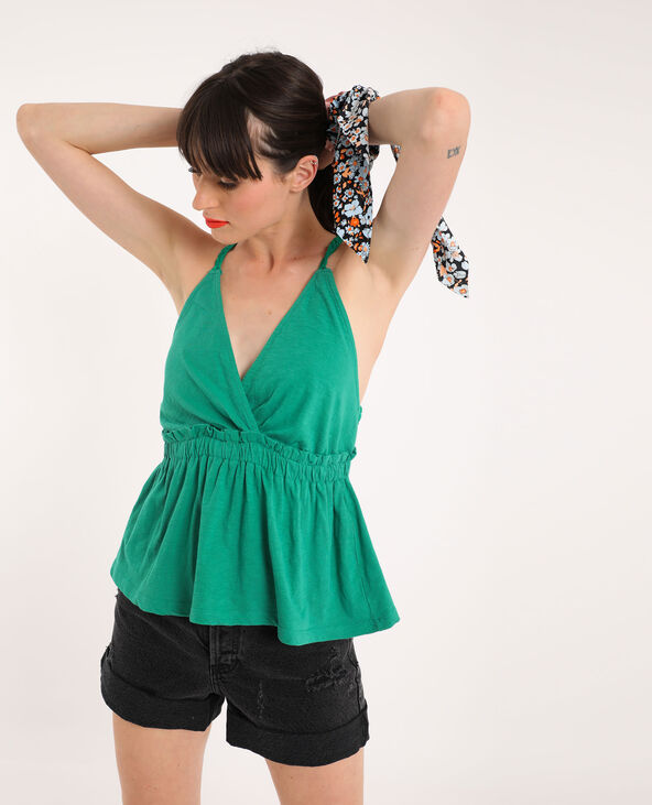 Top décolleté en V vert foncé - Pimkie
