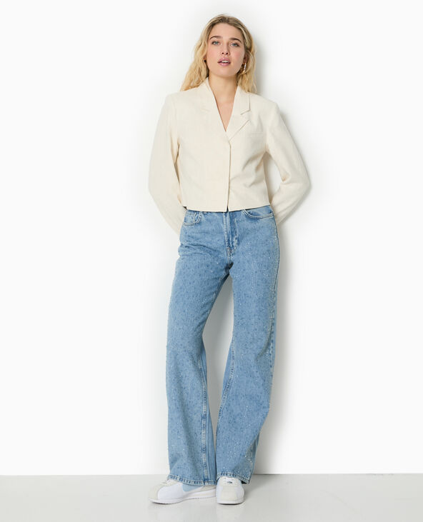 Veste blazer courte avec lin blanc - Pimkie