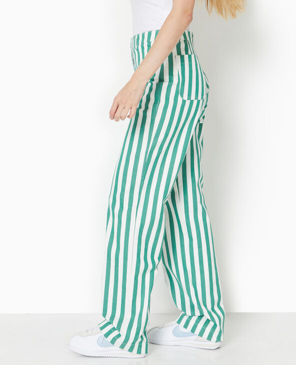 Pantalon droit taille haute avec rayures vert - Pimkie