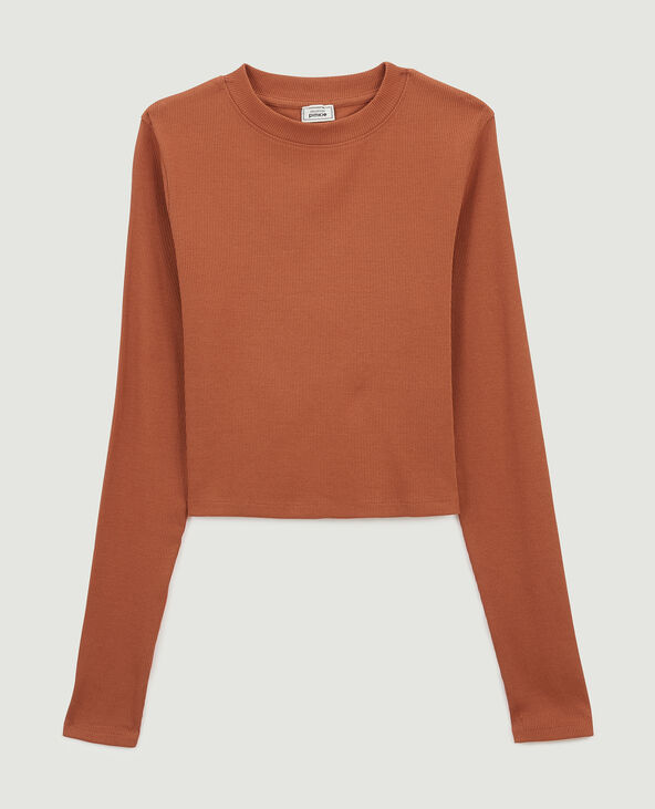 T-shirt court manches longues orange - Pimkie
