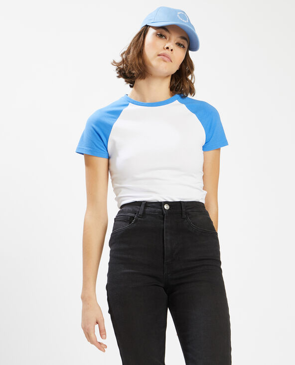 T-shirt bicolore bleu électrique - Pimkie
