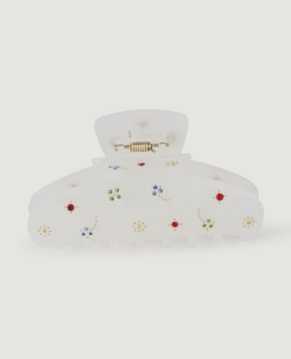 Pince crocodile avec strass blanc - Pimkie