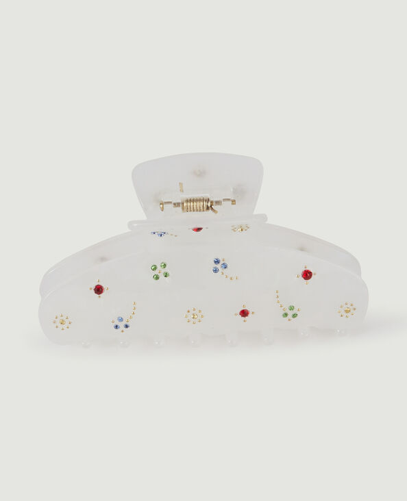 Pince crocodile avec strass blanc - Pimkie