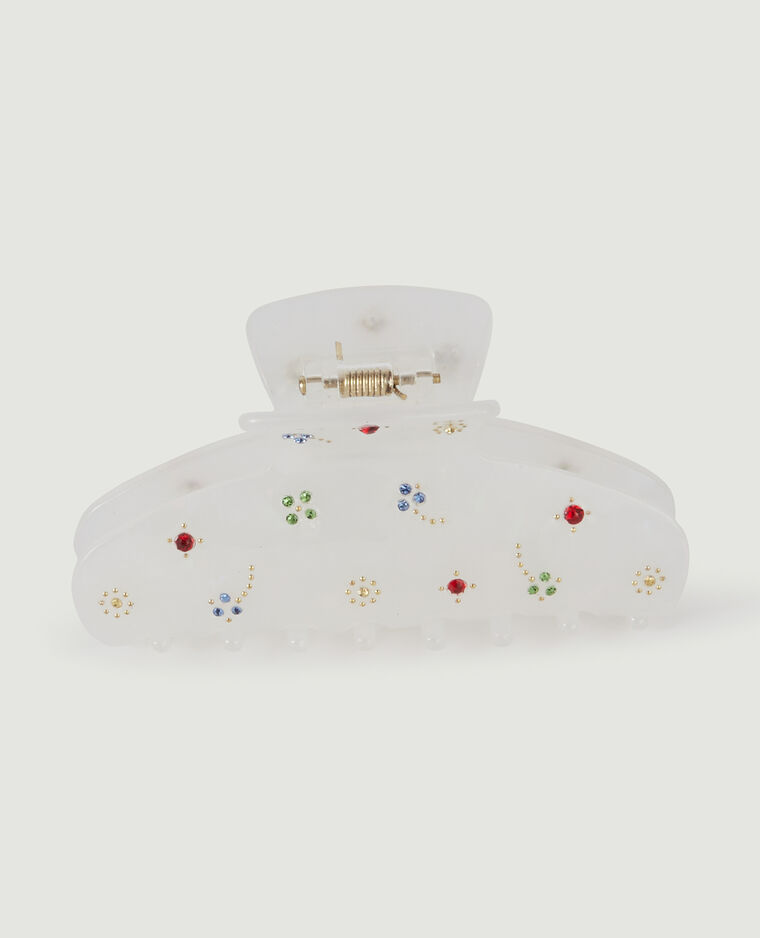 Pince crocodile avec strass blanc - Pimkie