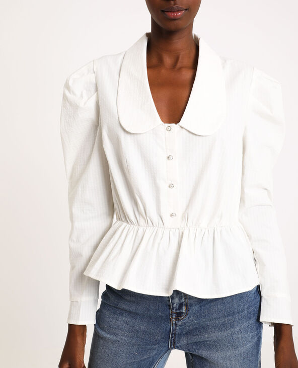 Blouse à col claudine écru - Pimkie